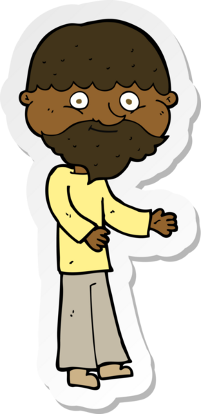 Bir insan tarafından çizilmiş mutlu sakallı bir adamın çıkartması.