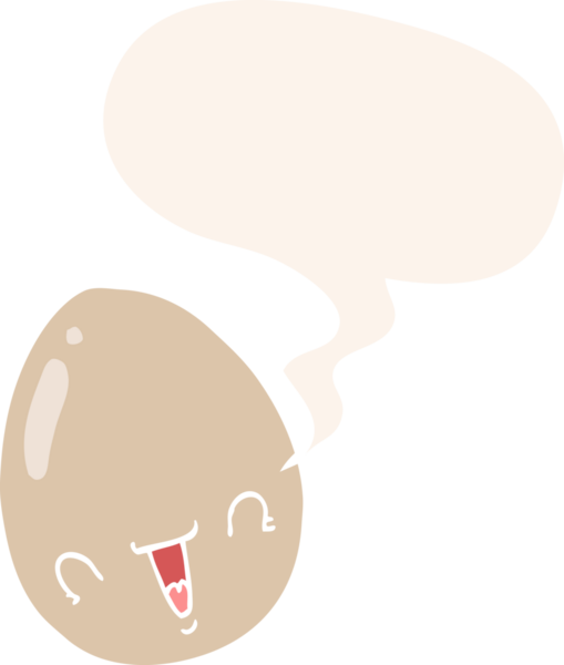 Konuşma baloncuklu karikatür yumurtası bir insan tarafından çizilmiş.
