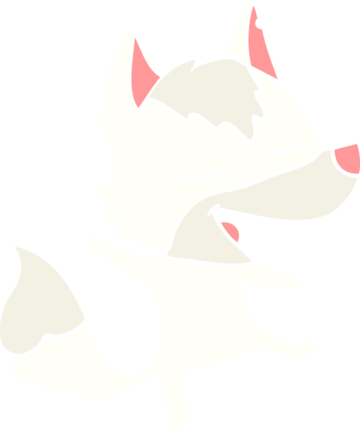 Bir insan tarafından çizilmiş düz renkli çizgi film kurt gülüşü