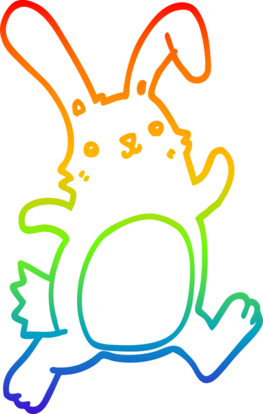 Gökkuşağı gradyan çizgi çizimi bir insan tarafından çizilen çizgi tavşan çizimi