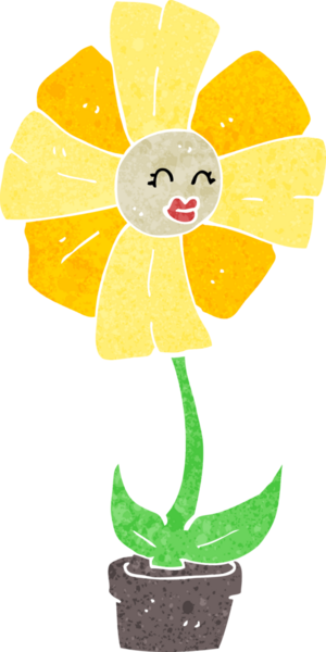 Bir insan tarafından çizilmiş karikatür çiçeği