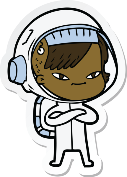 Bir insan tarafından çizilmiş astronot bir kadının çıkartması.