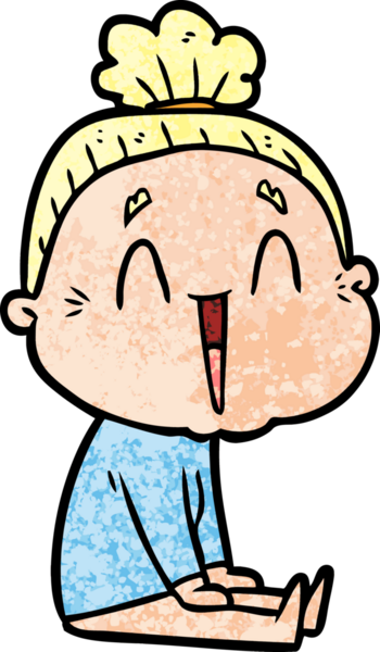 Bir insan tarafından çizilmiş mutlu yaşlı kadın çizgi filmi.