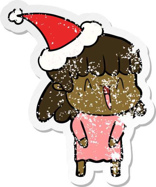 Bir insan tarafından çizilmiş Noel Baba şapkası giymiş bir kadının el yazısı.