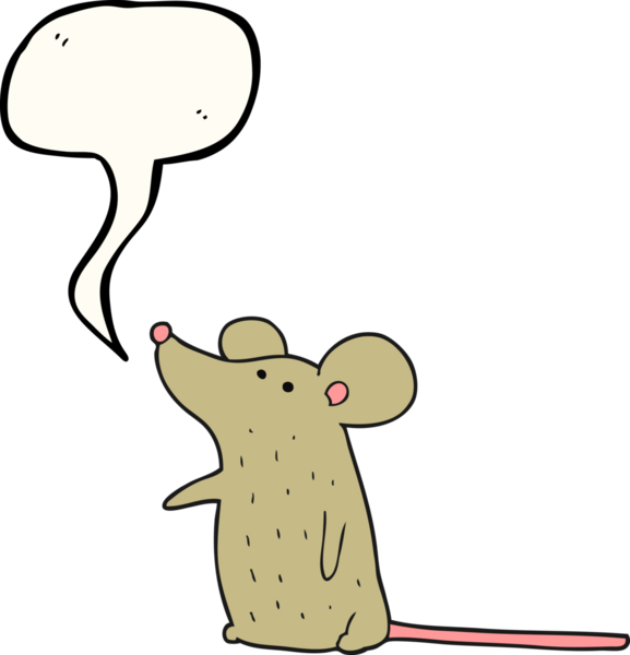 Bir insan tarafından çizilmiş serbest konuşma balonu çizgi film faresi