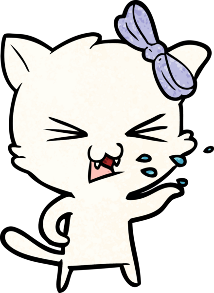 Bir insan tarafından çizilmiş çizgi film kedisi.