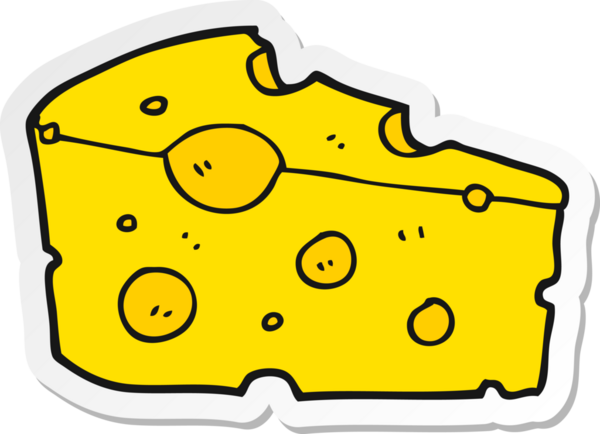 Bir insan tarafından çizilmiş karikatür peynirinin çıkartması.