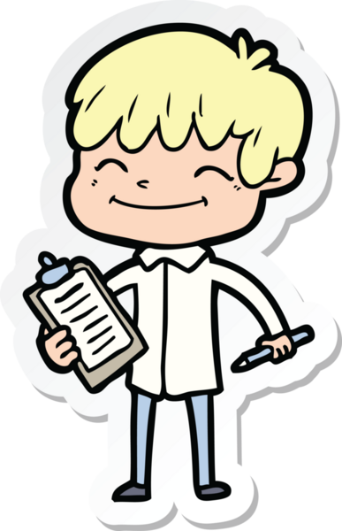 Bir insan tarafından çizilmiş mutlu bir çocuğun çıkartması.