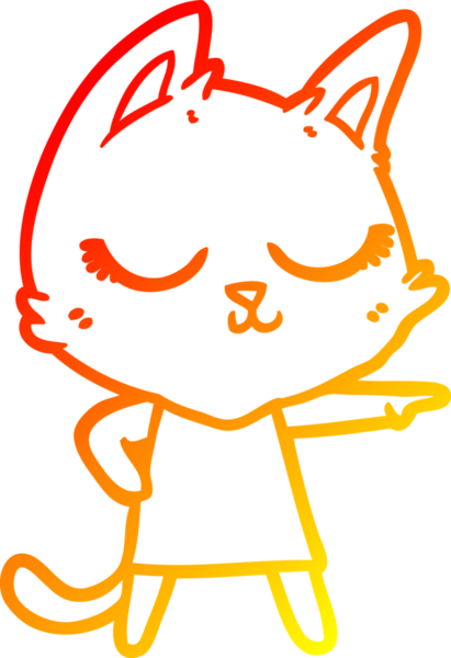 Bir insan tarafından çizilmiş sakin bir çizgi film kedisinin sıcak çizgi çizimi