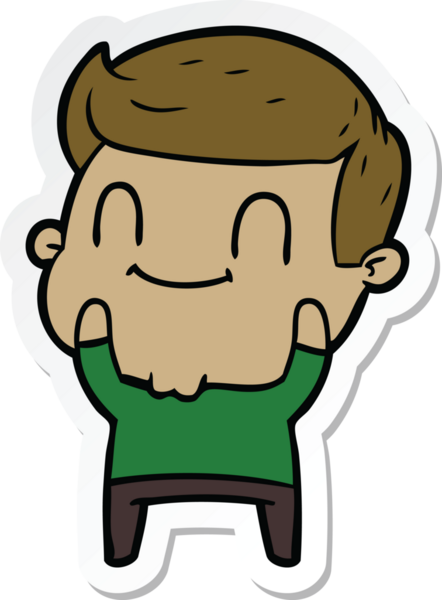 Bir insan tarafından çizilmiş, karikatür dostu bir adamın çıkartması.