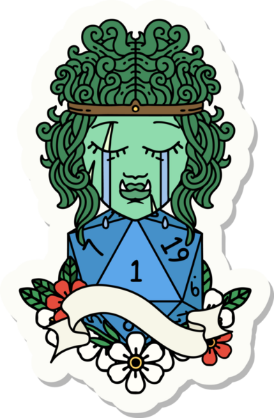 Ağlayan vahşi bir karakterin çıkartması. İnsan tarafından çizilmiş doğal bir yüz.