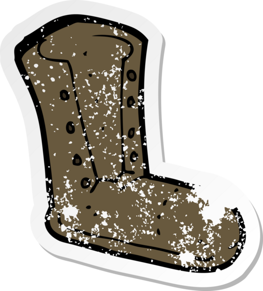 Bir insan tarafından çizilmiş eski bir çizmenin gerilimli çıkartması.