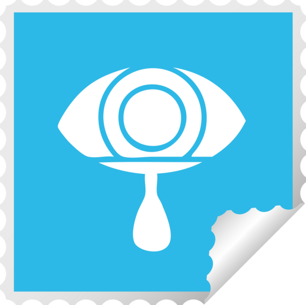 Bir insan tarafından çizilmiş ağlayan bir gözün kare soyulmuş çıkartması.