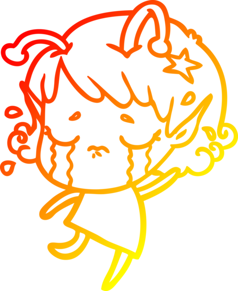 Bir insan tarafından çizilmiş, ağlayan uzaylı bir kızın sıcak çizgi çizimi.