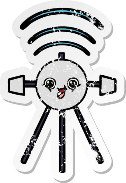 Bir insan tarafından çizilmiş şirin bir çizgi film uydusunun sıkıntılı çıkartması.