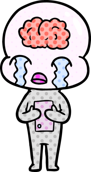 Bir insan tarafından çizilmiş koca beyinli bir uzaylı ağlaması.