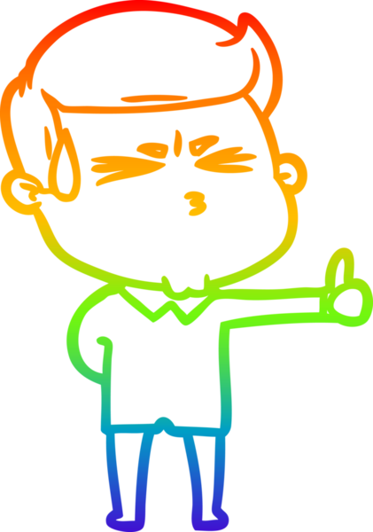 Bir insan tarafından çizilmiş terleyen bir çizgi film karakterinin çizimi.