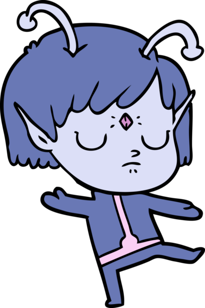 Bir insan tarafından çizilmiş uzaylı kız.