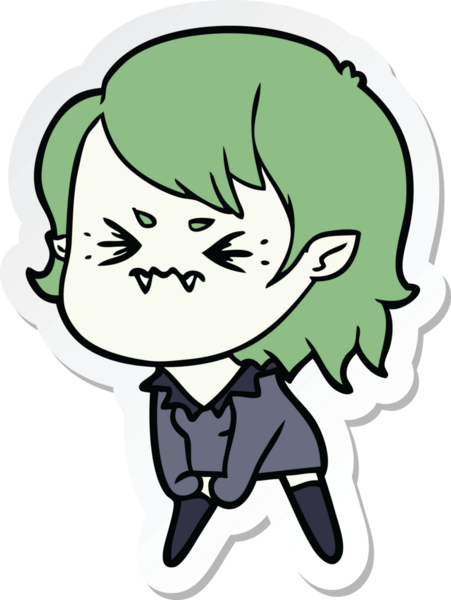 Bir insan tarafından çizilmiş kızgın bir vampir kızın çıkartması.