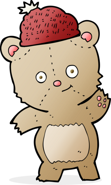 Bir insan tarafından çizilmiş şapkalı çizgi film ayısı.