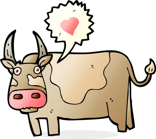 Bir insan tarafından çizilmiş aşk dolu bir inek.