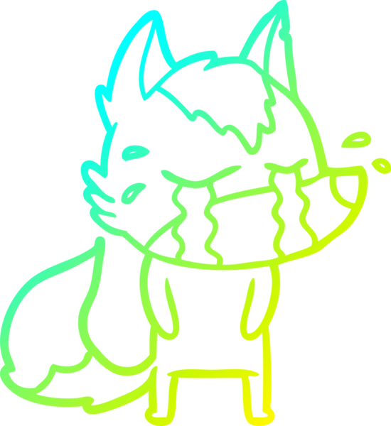 Bir insan tarafından çizilmiş ağlayan kurdun soğuk çizgi çizimi.