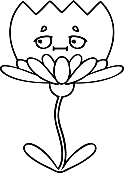Bir insan tarafından çizilmiş bir çiçeğin çizgi çizimi