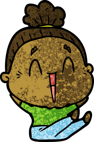 Bir insan tarafından çizilmiş mutlu yaşlı kadın çizgi filmi.