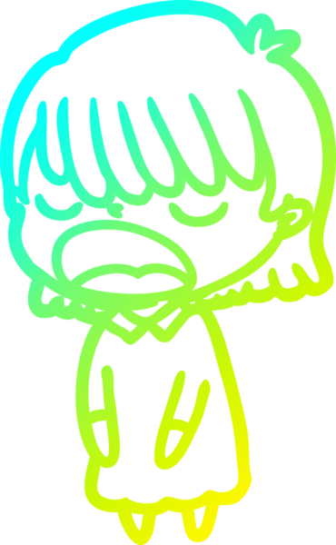 Bir insan tarafından yüksek sesle çizilmiş bir karikatür kadın çizimi.