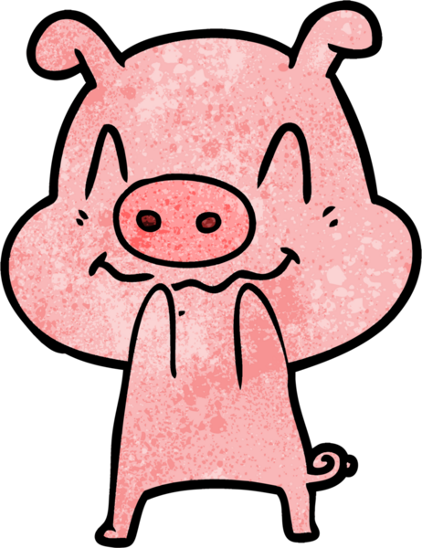 Bir insan tarafından çizilmiş sinirli çizgi film domuzu.