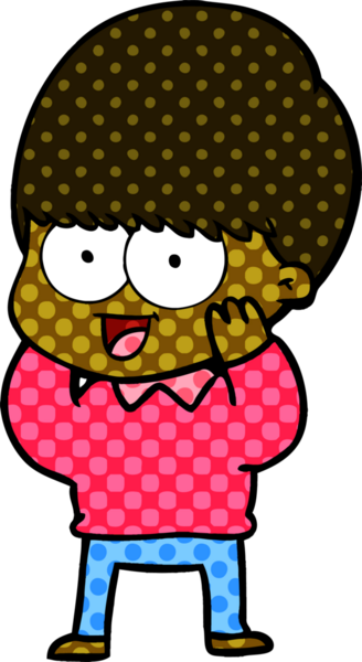 Bir insan tarafından çizilmiş mutlu çizgi film çocuğu.