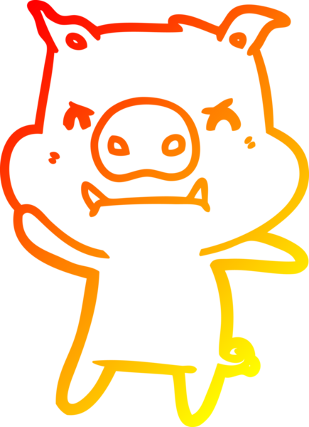 Bir insan tarafından çizilmiş kızgın çizgi film domuzu çizimi.