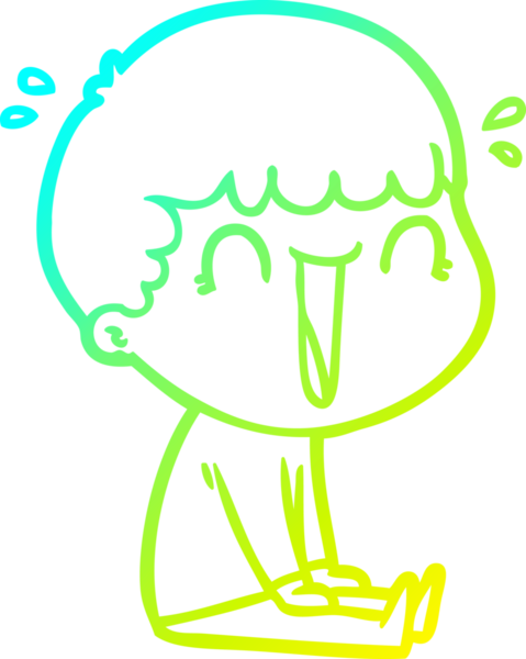 Bir insan tarafından çizilmiş gülen bir çizgi film karakterinin soğuk gradyan çizgisi.