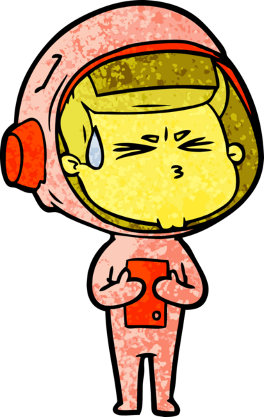 Çizgi film bir insan tarafından çizilmiş astronot.