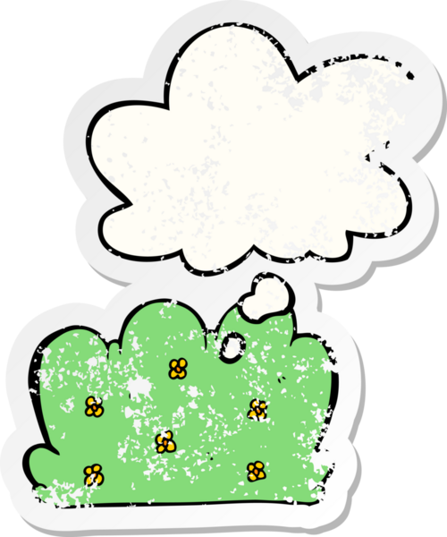 Düşünce baloncuklu karikatür çiti bir insan tarafından çizilmiş yıpranmış bir çıkartma gibi.