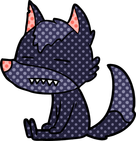 Bir insan tarafından çizilmiş dişlerini gösteren bir kurt resmi.