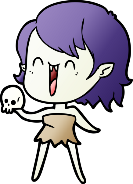 Bir insan tarafından çizilmiş mutlu vampir kız çizgi filmi.