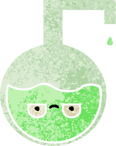 Bir insan tarafından çizilmiş bilimsel bir deneyin retro çizim tarzı karikatürü