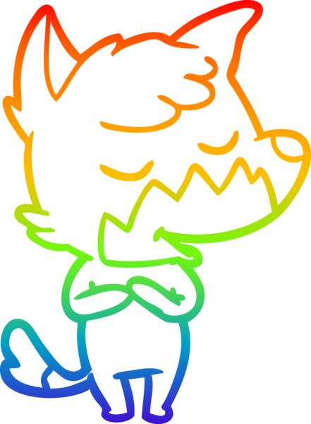 Bir insan tarafından çizilmiş dost bir tilkinin çizdiği gökkuşağı gradyan çizgisi.