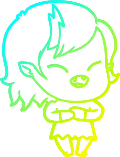 Bir insan tarafından çizilmiş gülen vampir kız çizgi filmi.