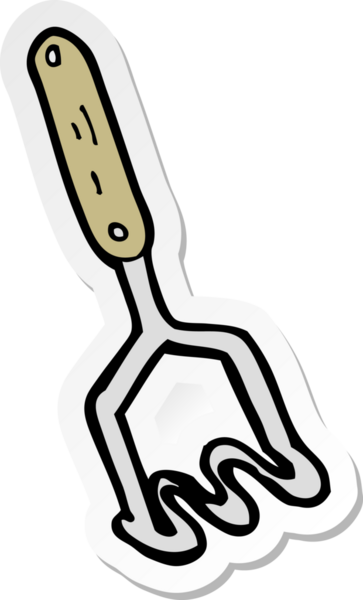 Bir insan tarafından çizilmiş patates ezicisinin çıkartması.