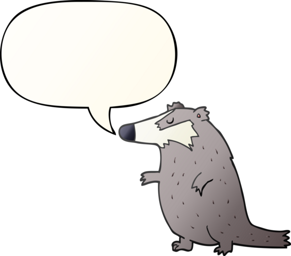 Bir insan tarafından çizilmiş, konuşma baloncuklu çizgi film porsuğu.