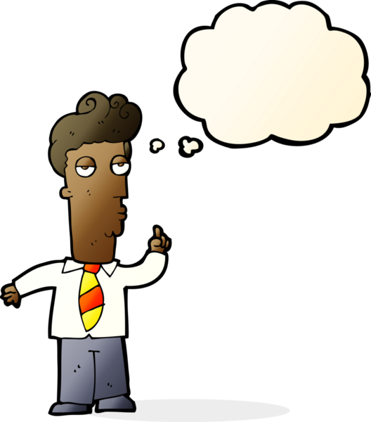 Bir insan tarafından çizilmiş düşünce baloncuğuyla soru soran sıkıcı bir çizgi film.