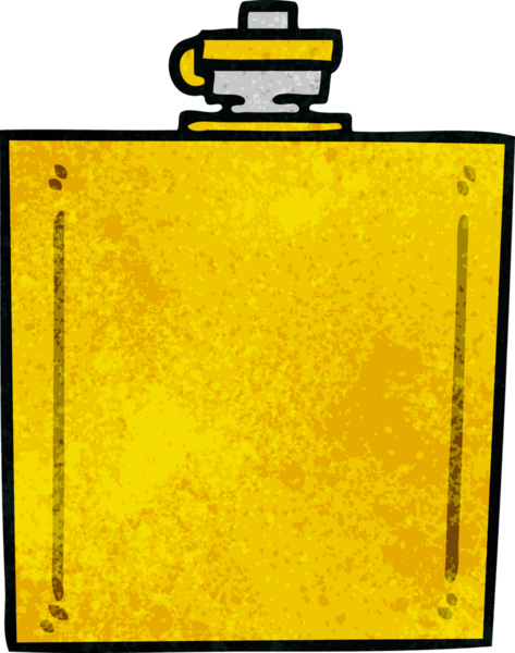 Bir insan tarafından çizilmiş garip bir çizgi film cep şişesi.