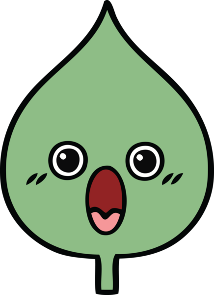 Bir insan tarafından çizilmiş dışavurumsal yaprağın sevimli karikatürü.