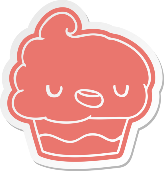 Bir insan tarafından çizilmiş sevimli bir kekin karikatür yapıştırması.