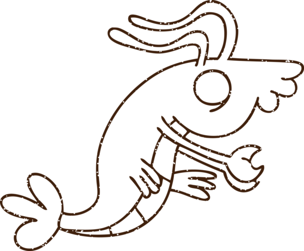 Bir insan tarafından çizilmiş karides kömürü.