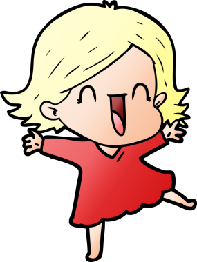 Bir insan tarafından çizilmiş gülen kadın çizgi filmi.