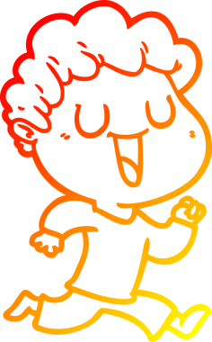 Bir insan tarafından çizilmiş gülen bir çizgi film karakterinin sıcak çizgi çizimi.