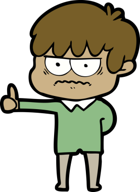 Bir insan tarafından çizilmiş sinirli çizgi film çocuğu.